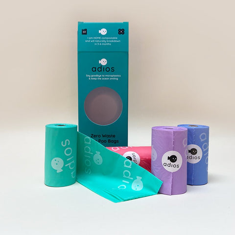 Dog Poop Bags, Strong and Biodegradable by Adios Plastic - Sparkly Tails