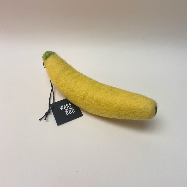 Image showcasing Banana Felted Wool Dog Toy – Sparkly Tails