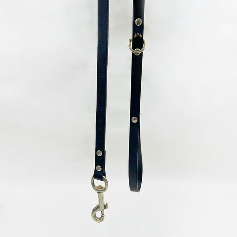 Kintails Black Skinny Leather Dog Leash - Sparkly Tails