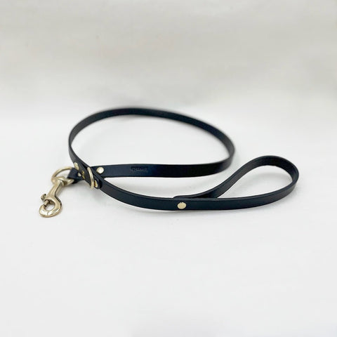 Kintails Black Skinny Leather Dog Leash - Sparkly Tails