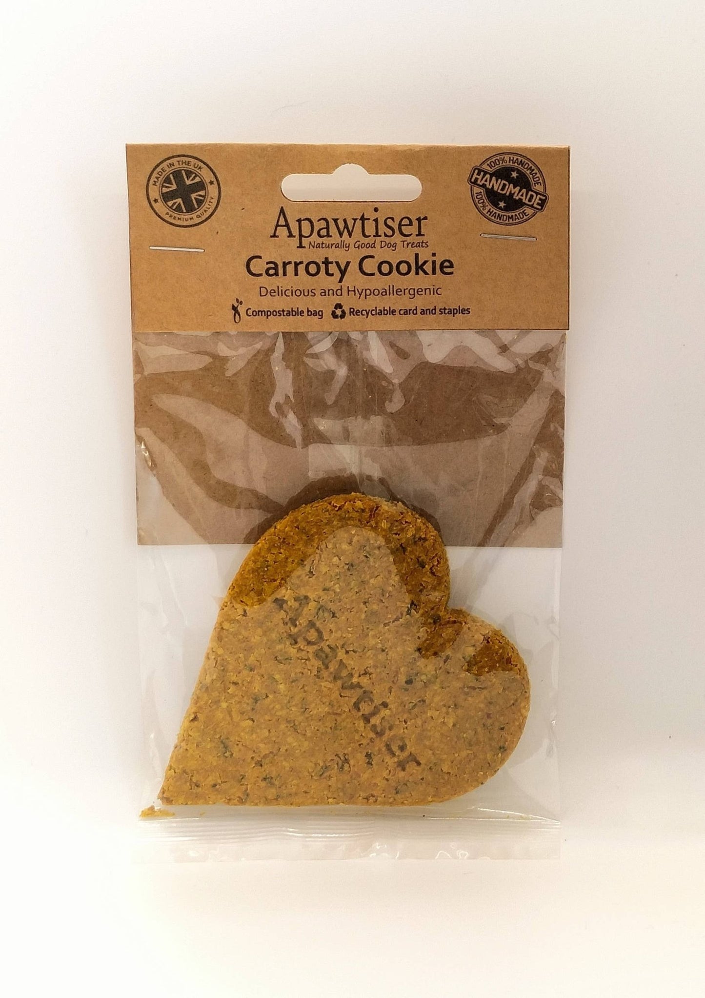 Large Heart Dog Cookie, Carrots & Peanut Butter (30g) - Sparkly Tails